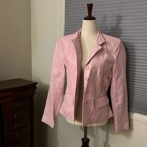 Genuine leather light pink jacket